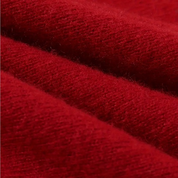 🌷SOLD🌷Chic Red Wool Long Sleeve Cardigan Sweater Jacket | Crochet | Large | New - Picture 7 of 10